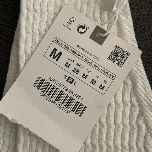 Zara Wide Strap Cropped Knit Sweater Top Ivory NWT - Picture 7 of 8